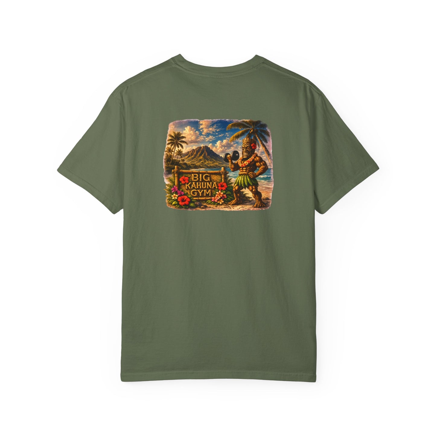 T-Shirt — "Curling Your Life Away in Paradise" Tiki Beach Workout Tee