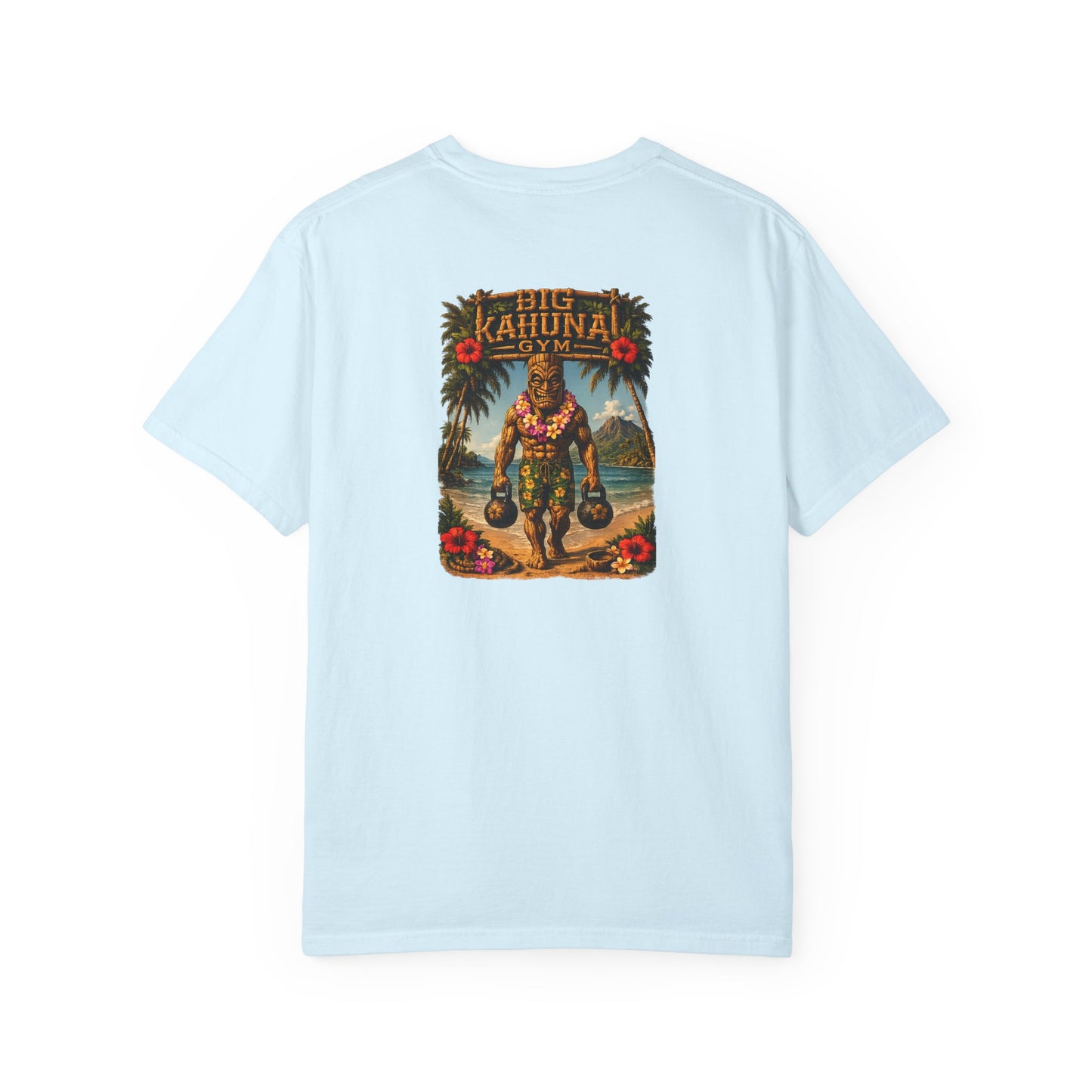 Kettlebell Tiki T-Shirt — "Never Stop Working Even on Vacation"