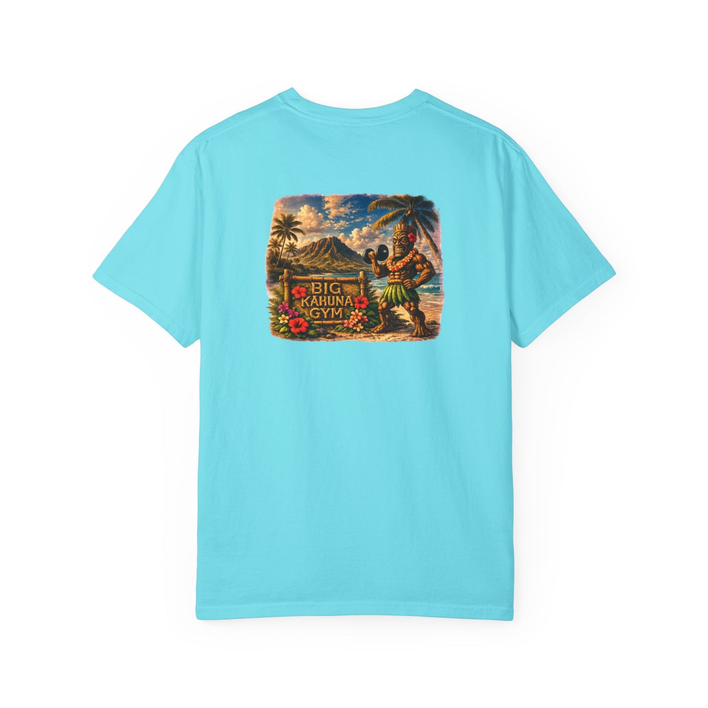 T-Shirt — "Curling Your Life Away in Paradise" Tiki Beach Workout Tee