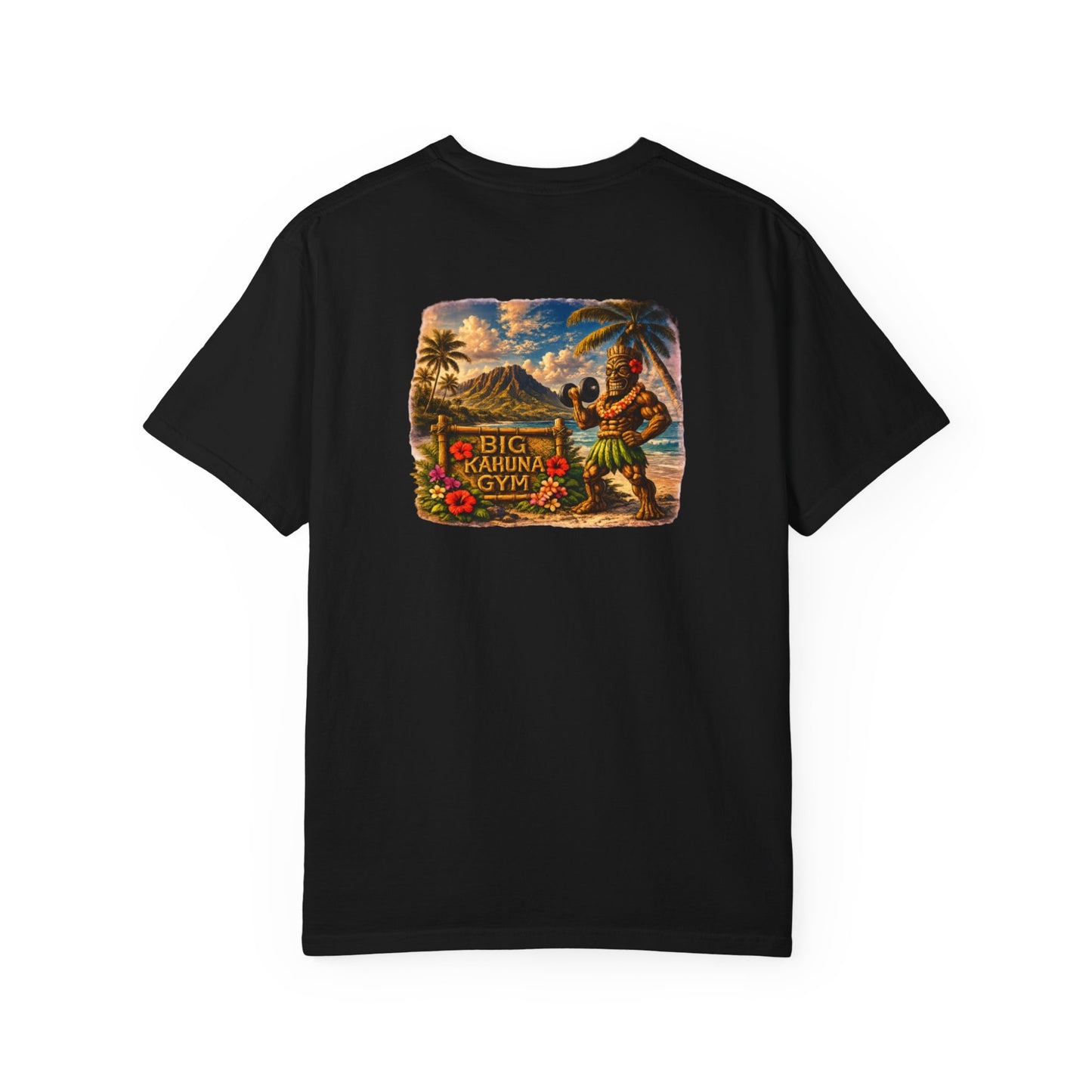 T-Shirt — "Curling Your Life Away in Paradise" Tiki Beach Workout Tee