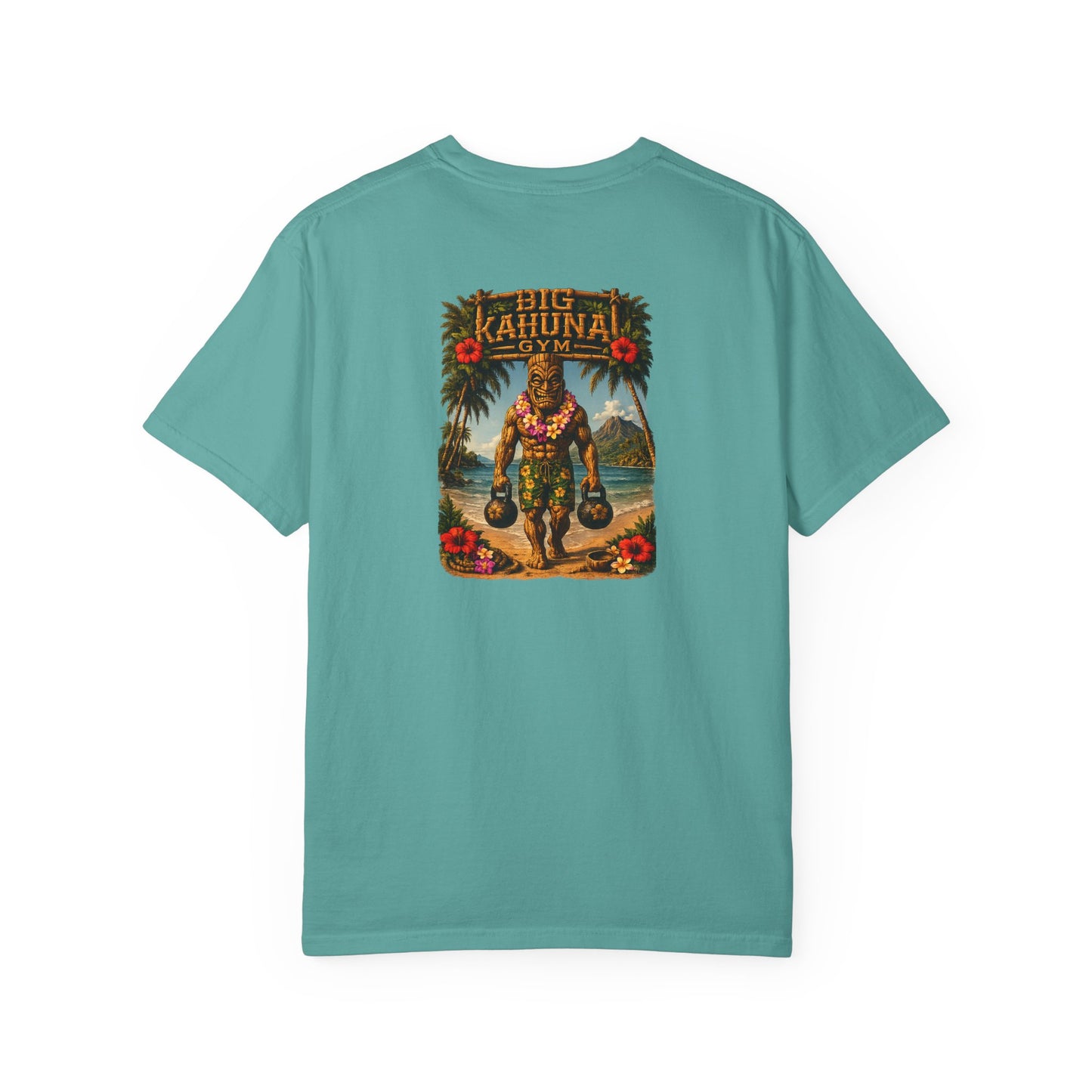Kettlebell Tiki T-Shirt — "Never Stop Working Even on Vacation"