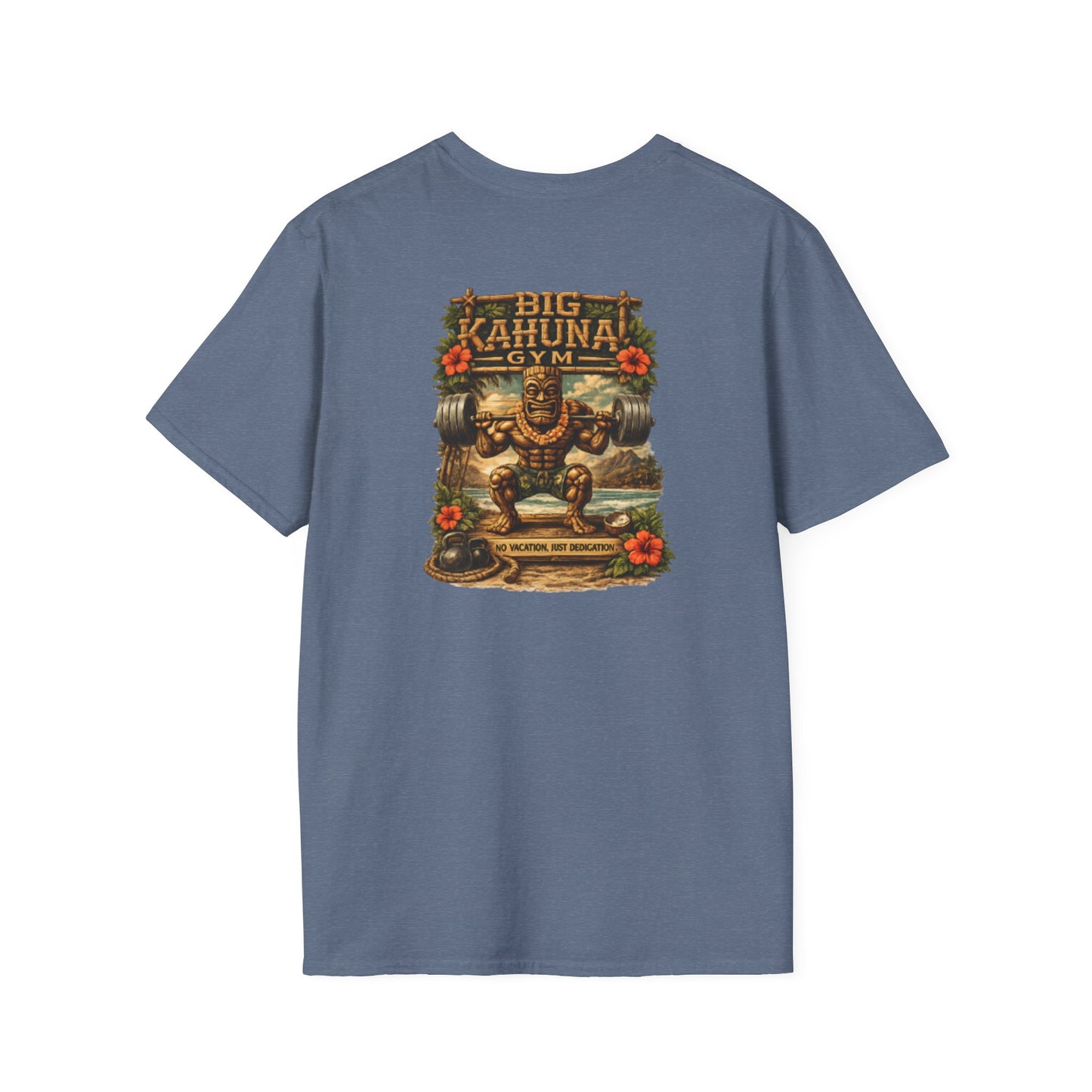 Copy of Tiki Beach Weightlifting T-Shirt---Heather Indigo — Squat & Lift Gym Tee