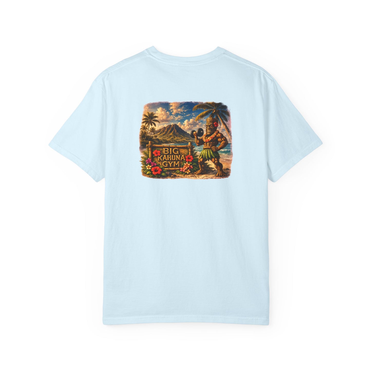 T-Shirt — "Curling Your Life Away in Paradise" Tiki Beach Workout Tee