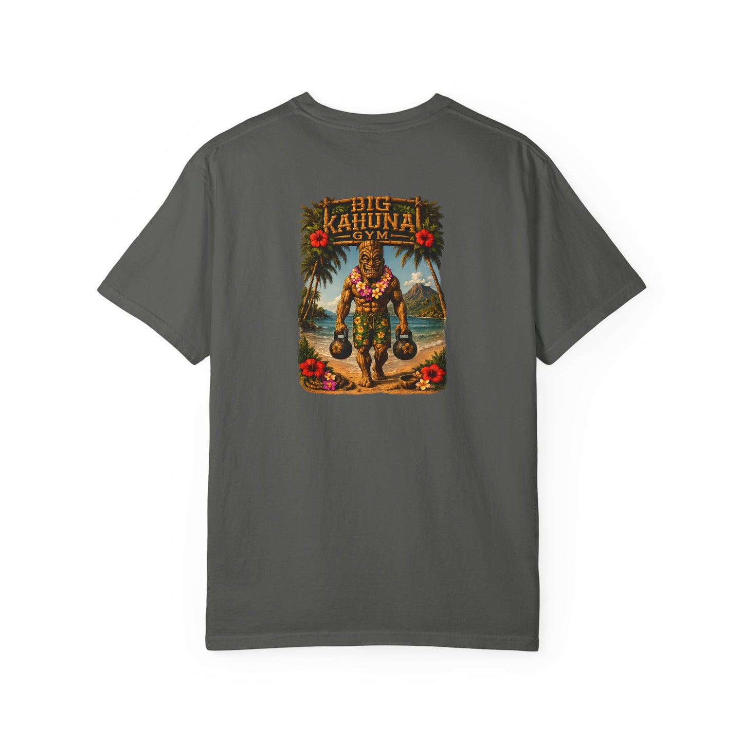 Kettlebell Tiki T-Shirt — "Never Stop Working Even on Vacation"