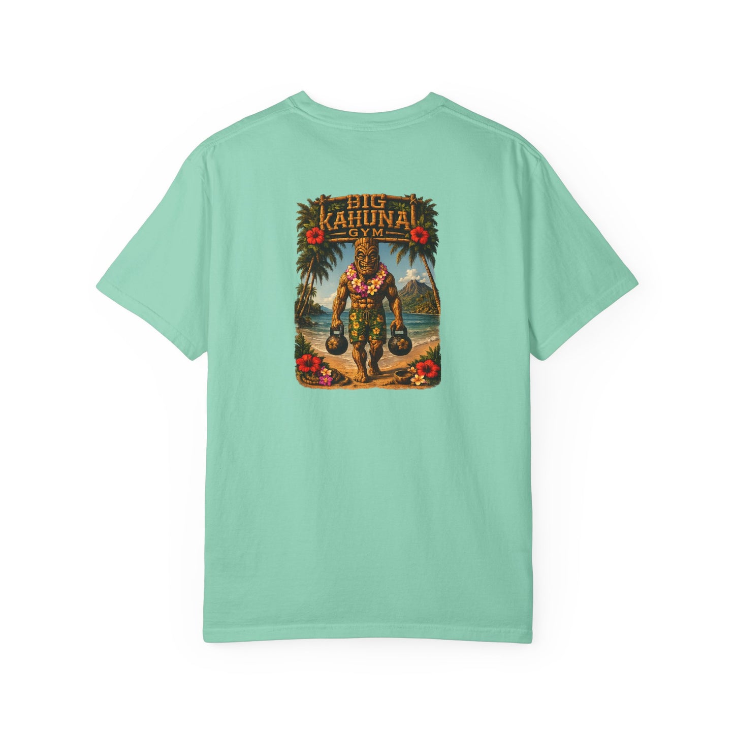 Kettlebell Tiki T-Shirt — "Never Stop Working Even on Vacation"