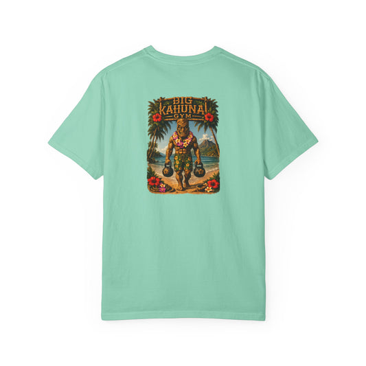 Kettlebell Tiki T-Shirt — "Never Stop Working Even on Vacation"