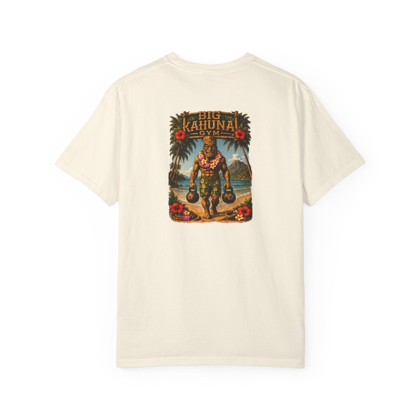 Kettlebell Tiki T-Shirt — "Never Stop Working Even on Vacation"