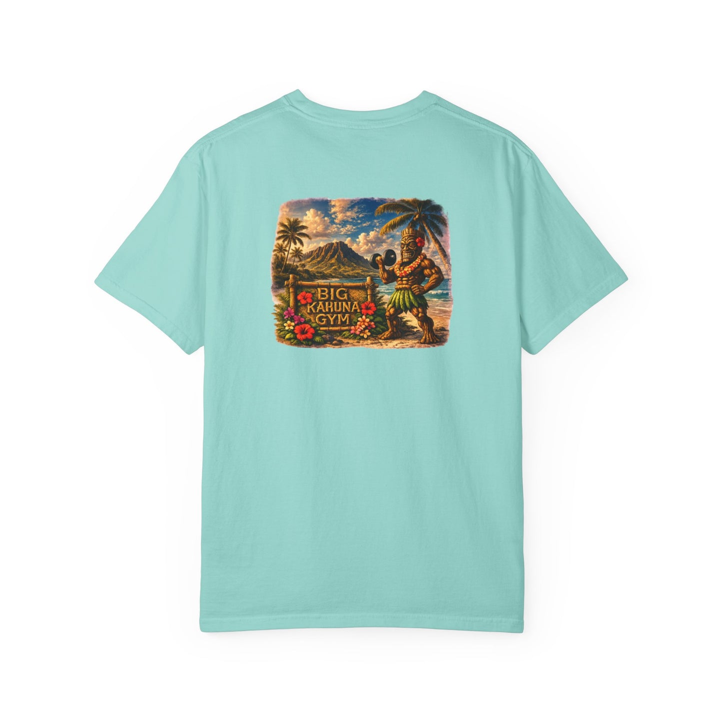 T-Shirt — "Curling Your Life Away in Paradise" Tiki Beach Workout Tee