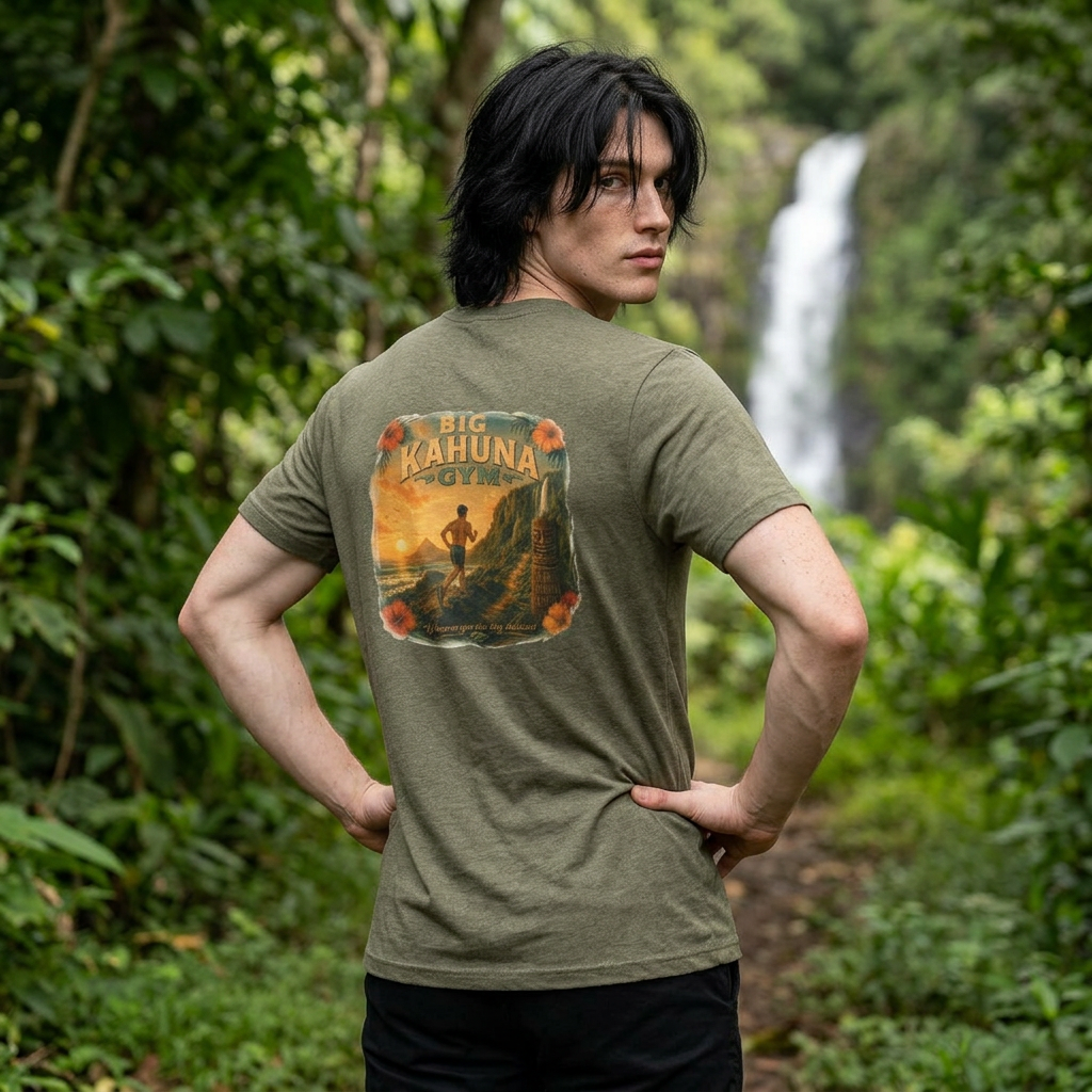 Copy of Tropical Runner T-Shirt  Military Green— Paradise Workout Scene