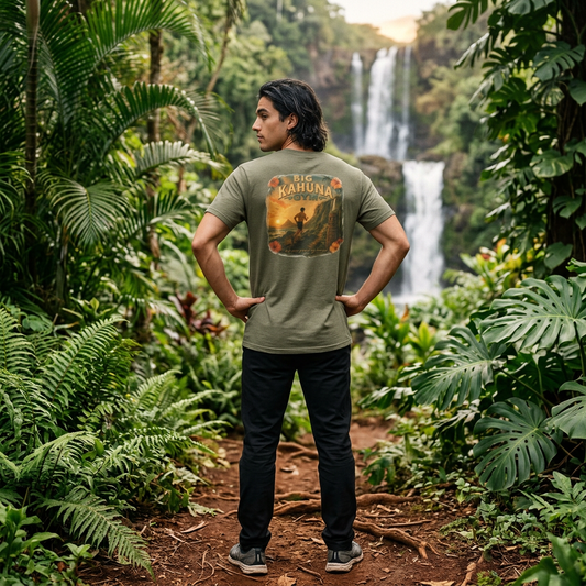 Copy of Tropical Runner T-Shirt  Military Green— Paradise Workout Scene