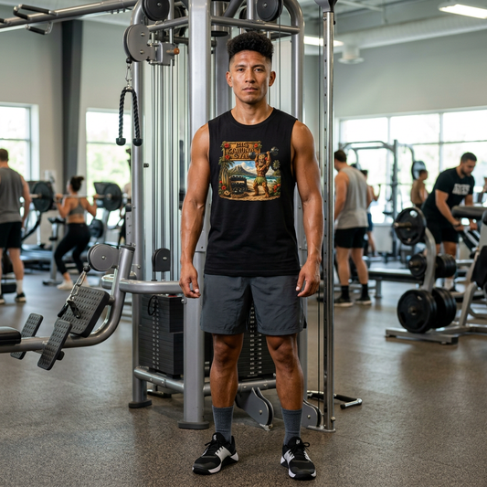 Big Kahuna Gym Vintage Tiki Muscle Tank----BLACK