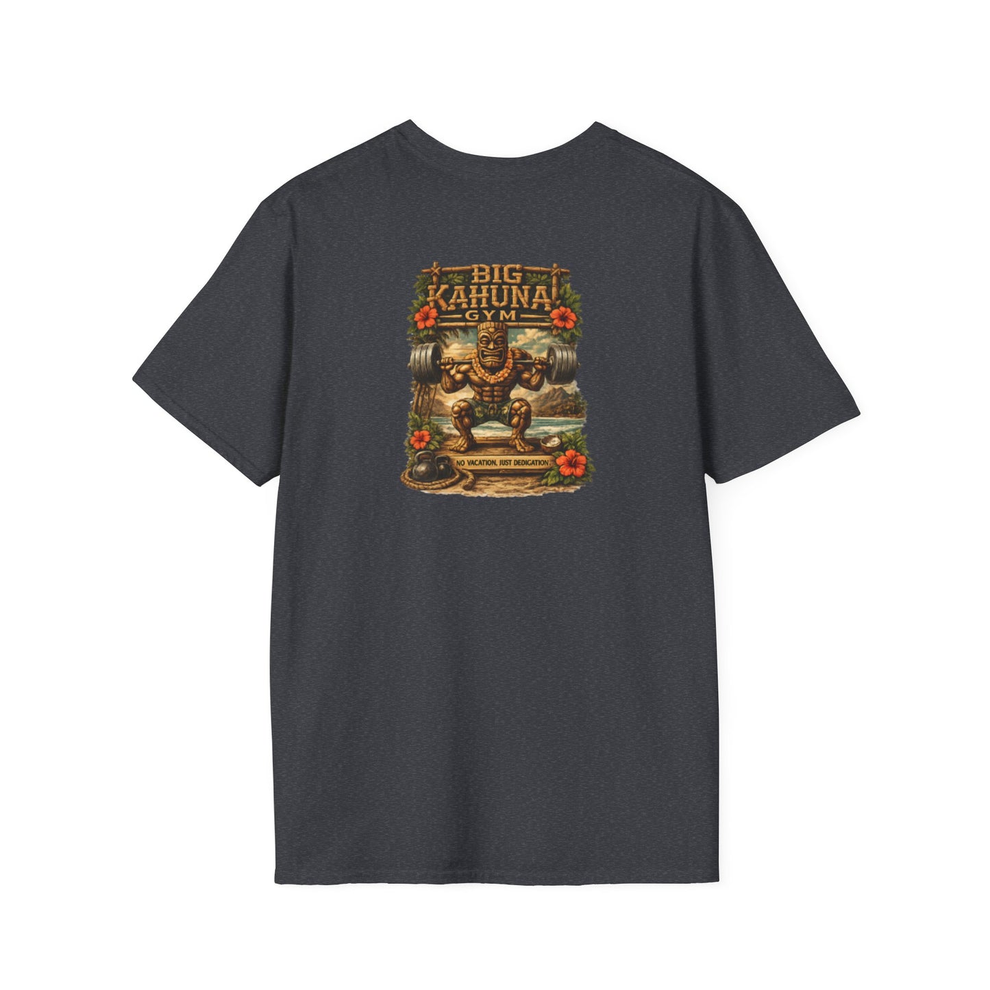 Tiki Beach Weightlifting T-Shirt —Dark Heather------ Squat & Lift Gym Tee