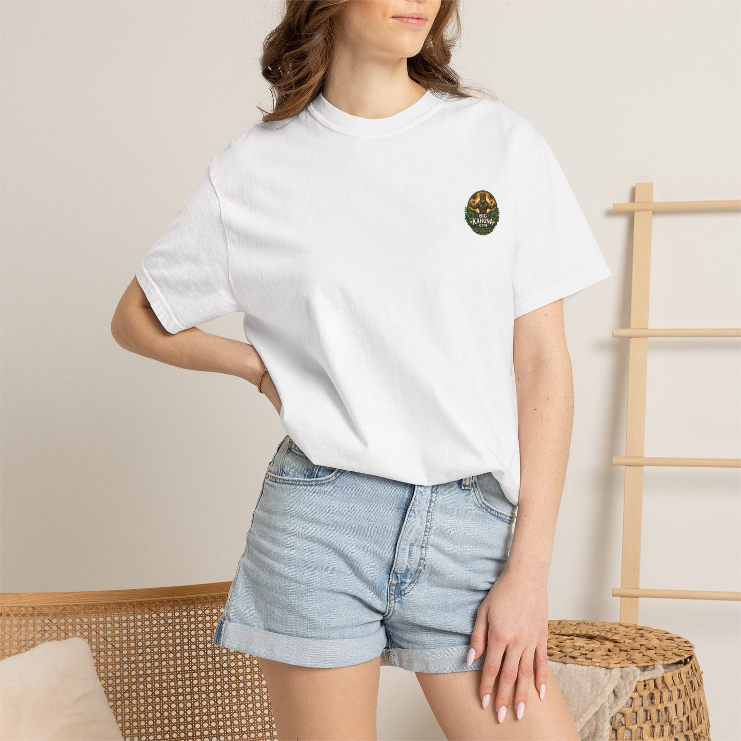 Big Kahuna Gym Beach Logo T-Shirt  White — Gym & Coffee Shop Casual