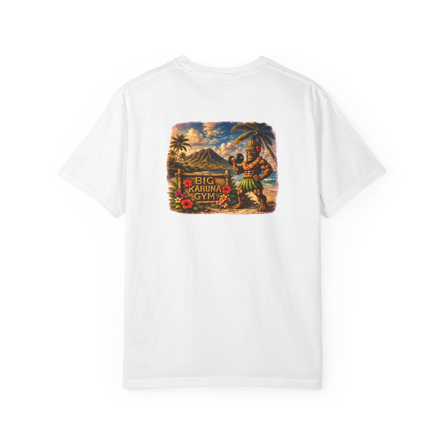 T-Shirt — "Curling Your Life Away in Paradise" Tiki Beach Workout Tee