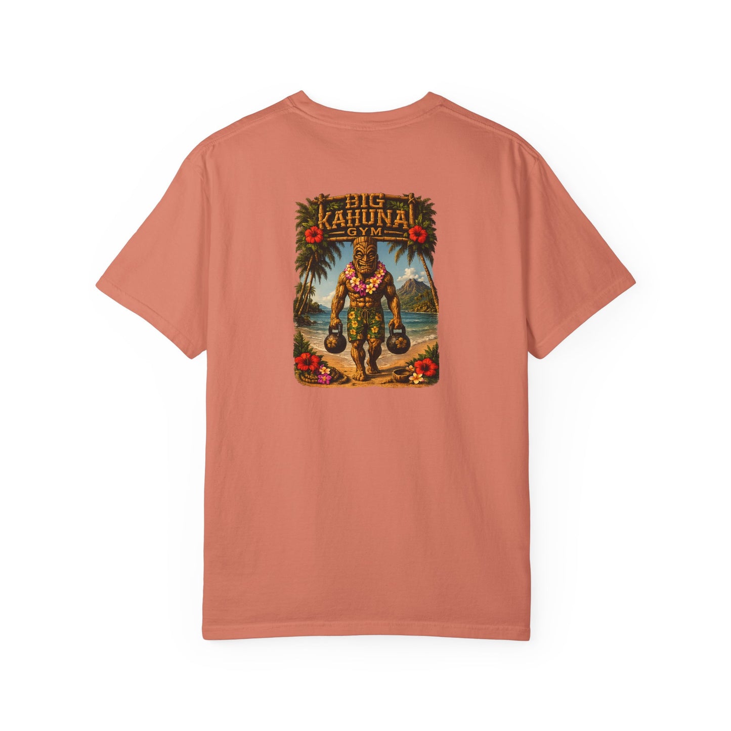 Kettlebell Tiki T-Shirt — "Never Stop Working Even on Vacation"