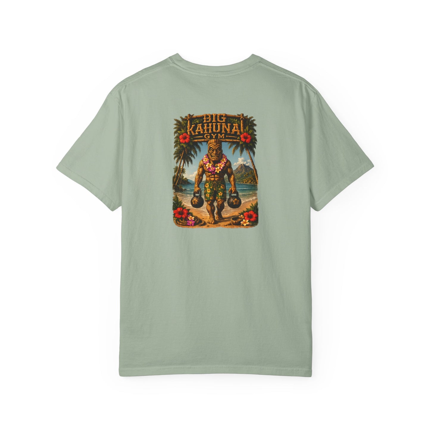 Kettlebell Tiki T-Shirt — "Never Stop Working Even on Vacation"