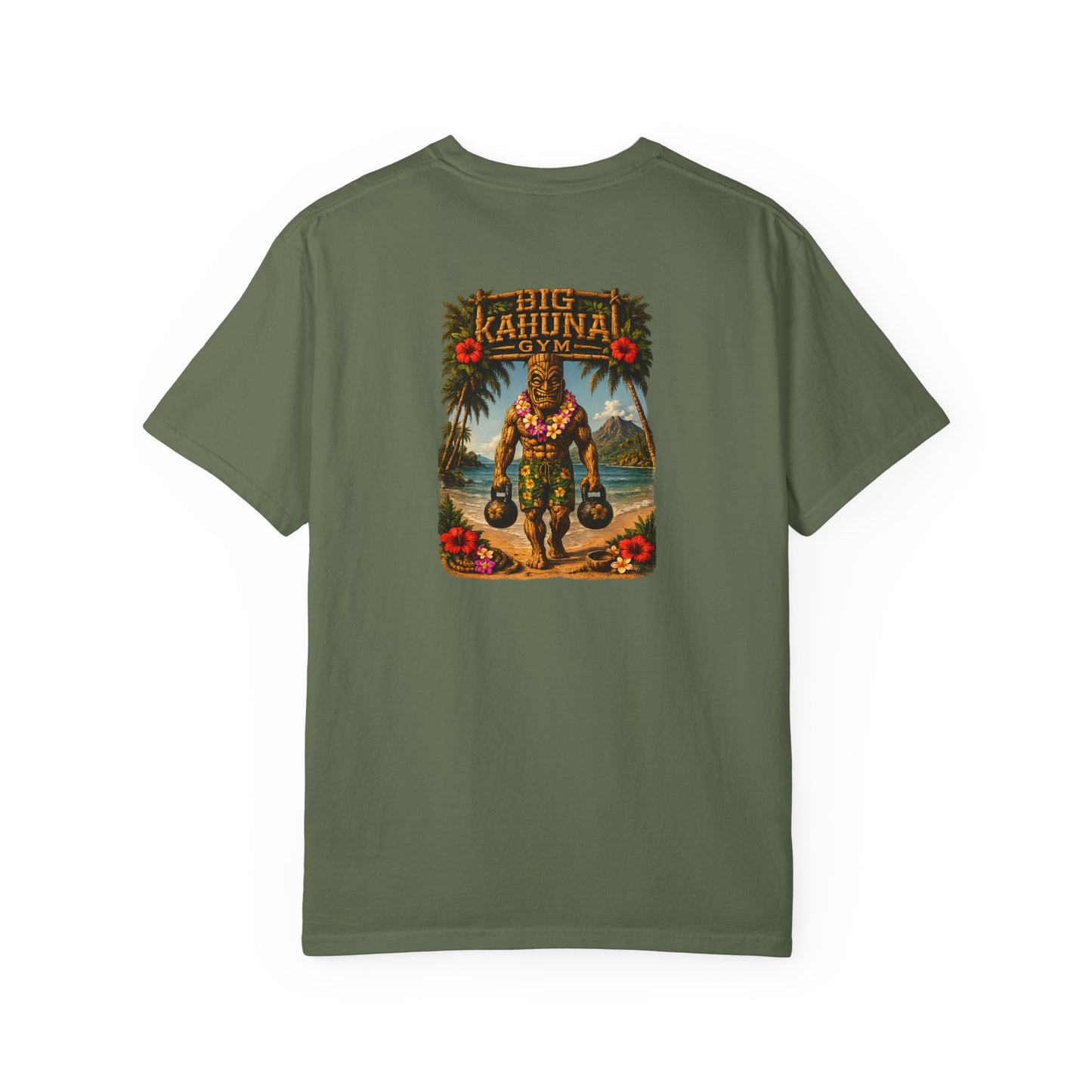 Kettlebell Tiki T-Shirt — "Never Stop Working Even on Vacation"