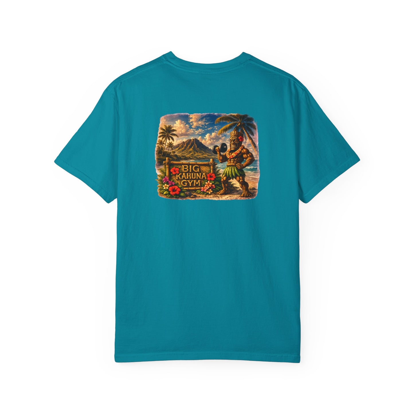T-Shirt — "Curling Your Life Away in Paradise" Tiki Beach Workout Tee