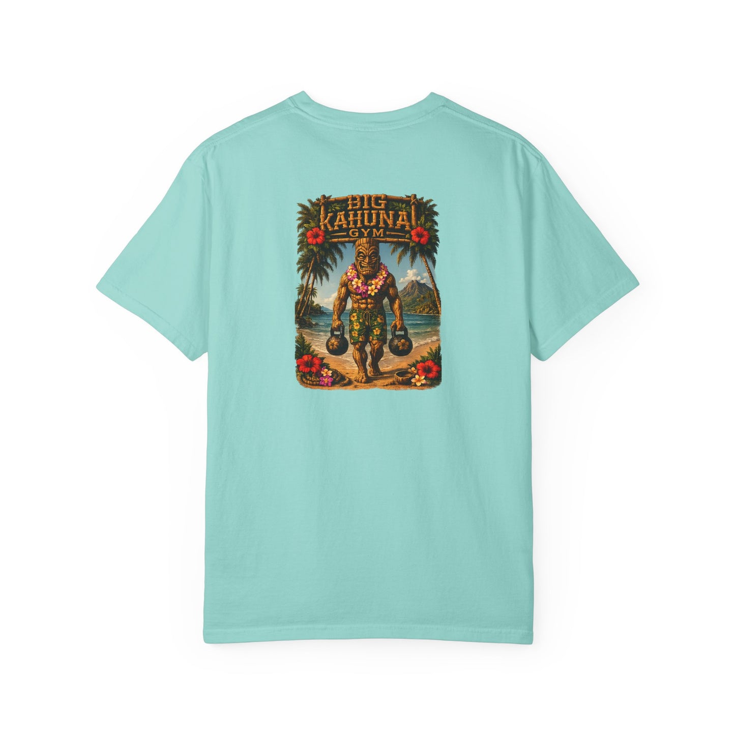 Kettlebell Tiki T-Shirt — "Never Stop Working Even on Vacation"