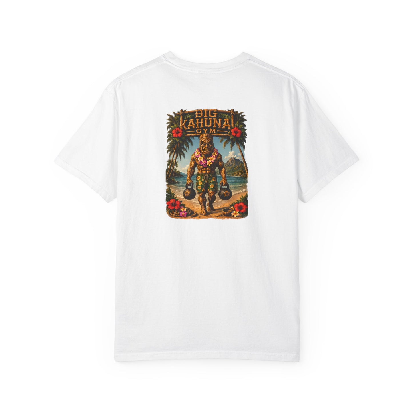 Kettlebell Tiki T-Shirt — "Never Stop Working Even on Vacation"