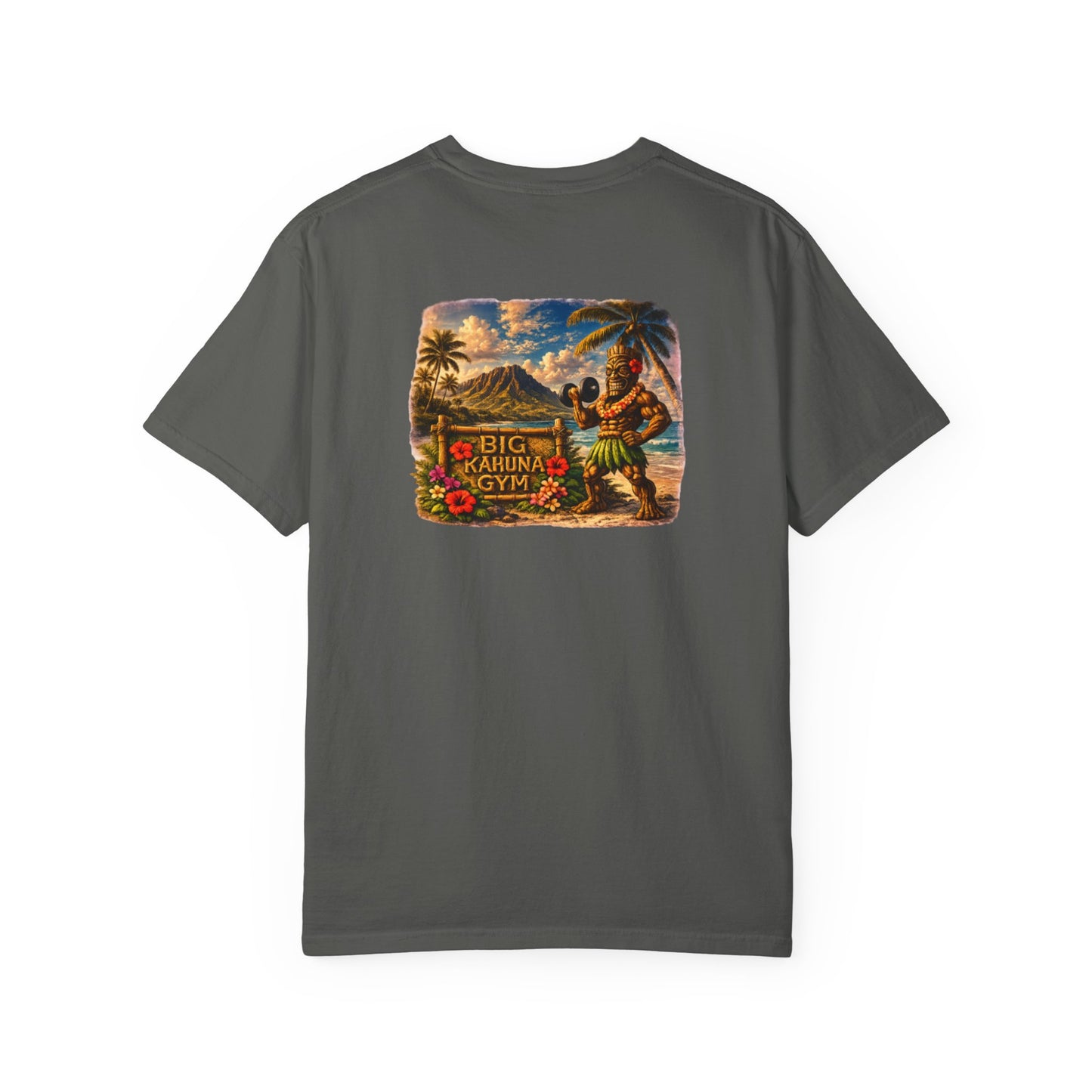 T-Shirt — "Curling Your Life Away in Paradise" Tiki Beach Workout Tee